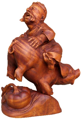 Удача 2007, деревянная скульптура, вид 1. Резьба по дереву. Сувенирная продукция. Бизнес сувенир. Оригинальный  подарок в традициях народных промыслов Украины. (46 КБ)